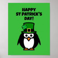 Fun leprechaun penguin cartoon St Patrick's Day