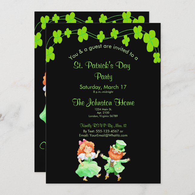 Fun Leprechauns St. Patrick's Day Party Invitation (Front/Back)