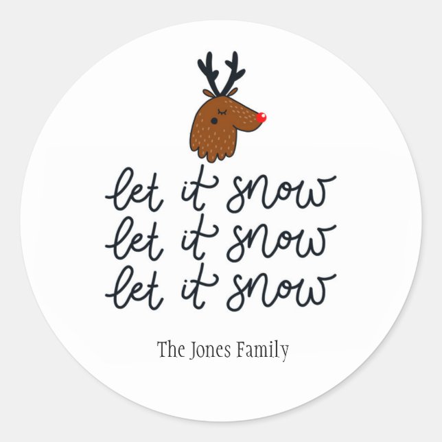 Fun 'Let it Snow' Custom Holiday Sticker or Labels (Front)
