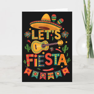 Fun Lets Fiesta Sombrero Funny Guitar Party Cinco Card