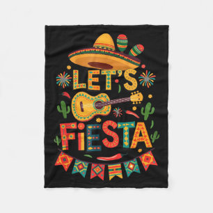 Fun Lets Fiesta Sombrero Funny Guitar Party Cinco Fleece Blanket