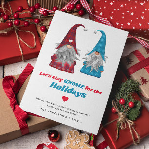 Fun 'Let's Stay Gnome for the Holidays' Christmas Holiday Card