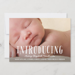 Fun Lettering Overlay Photo Birth Announcement