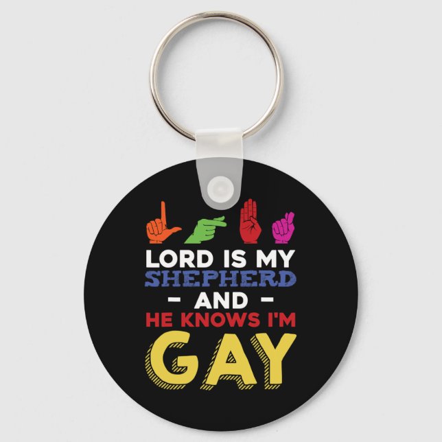 Fun LGBT Gay Pride Month Awareness ASL Sign Langua Key Ring (Front)