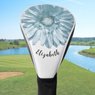 Fun light blue daisy flower custom name ladies golf head cover