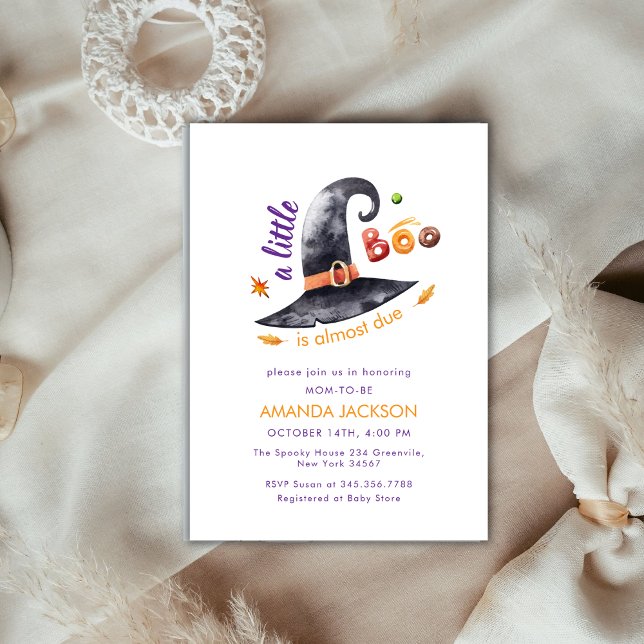 Fun Little Boo Is Almost Due Witch Hat Baby Shower Invitation (Fun Little Boo Is Almost Due Witch Hat Baby Shower Invitation)