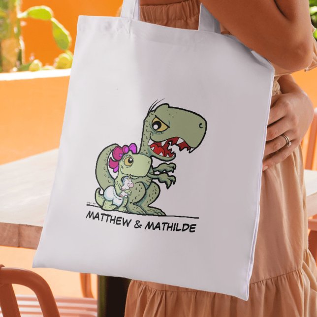 Fun Little Sister Cartoon T-Rex Dinosaur Name Tote Bag (Fun Little Sister Cartoon T-Rex Dinosaur Name Tote Bag)