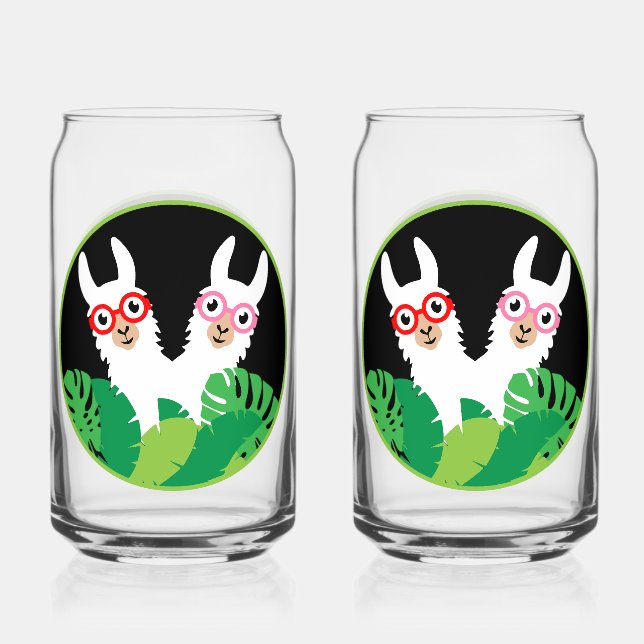 Fun Llama Alpaca Accessories Can Glass (Front)