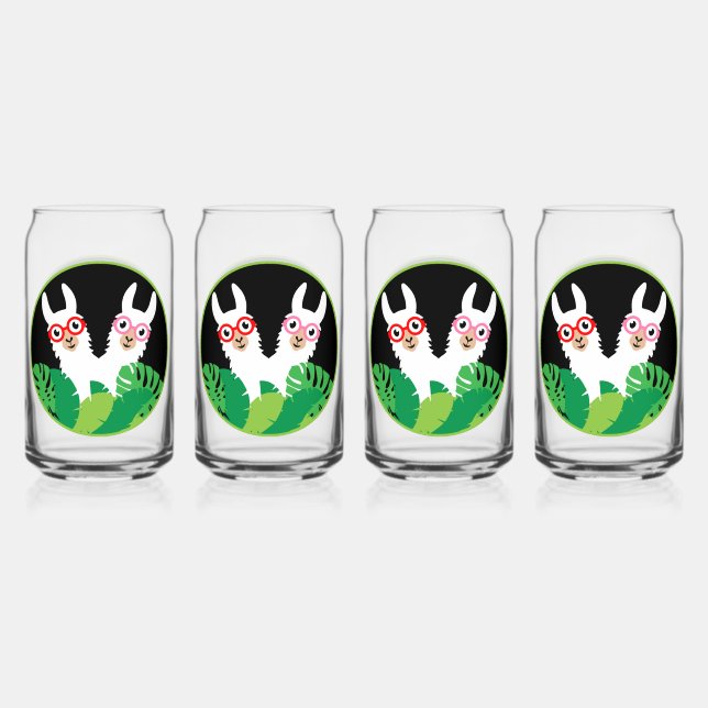 Fun Llama Alpaca Accessories Can Glass (Front)