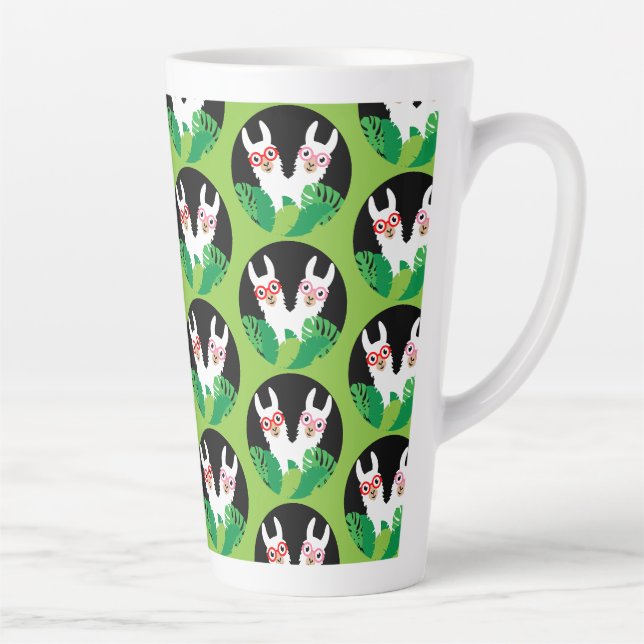 Fun Llama Alpaca Accessories Latte Mug (Right)
