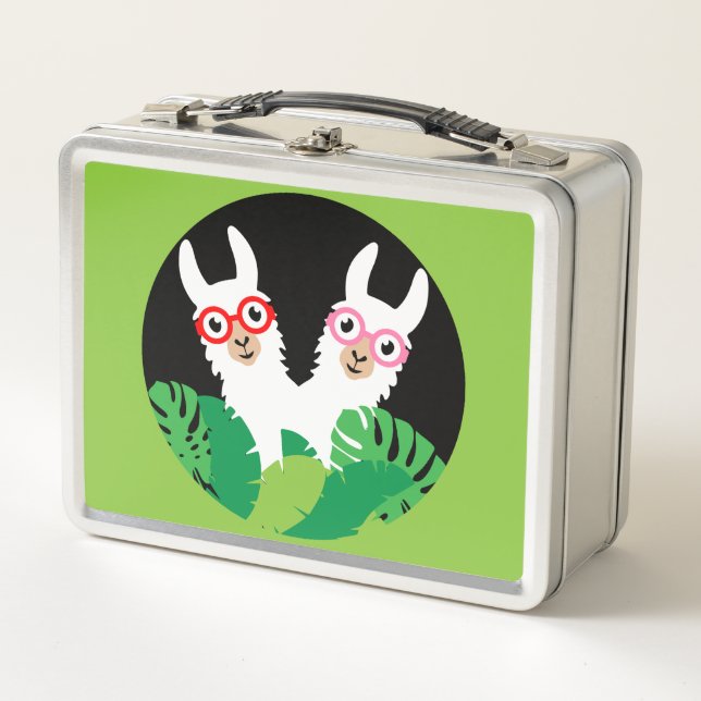 Fun Llama Alpaca Accessories Metal Lunch Box (Front)