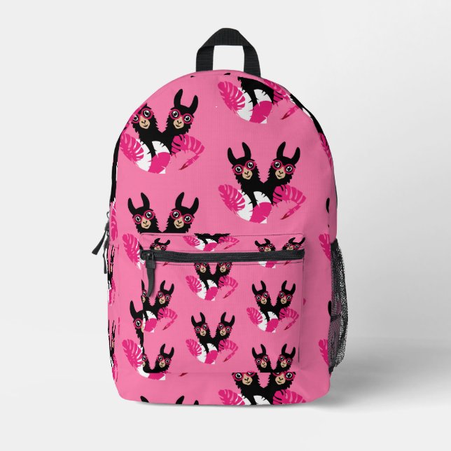 Fun Llama Alpaca Accessories Printed Backpack (Front)