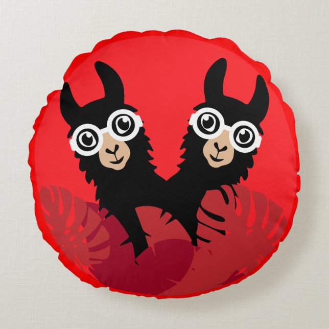 Fun Llama Alpaca Accessories Round Cushion (Front)