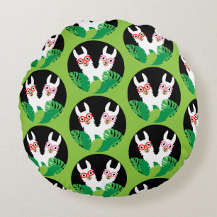 Fun Llama Alpaca Accessories Round Cushion