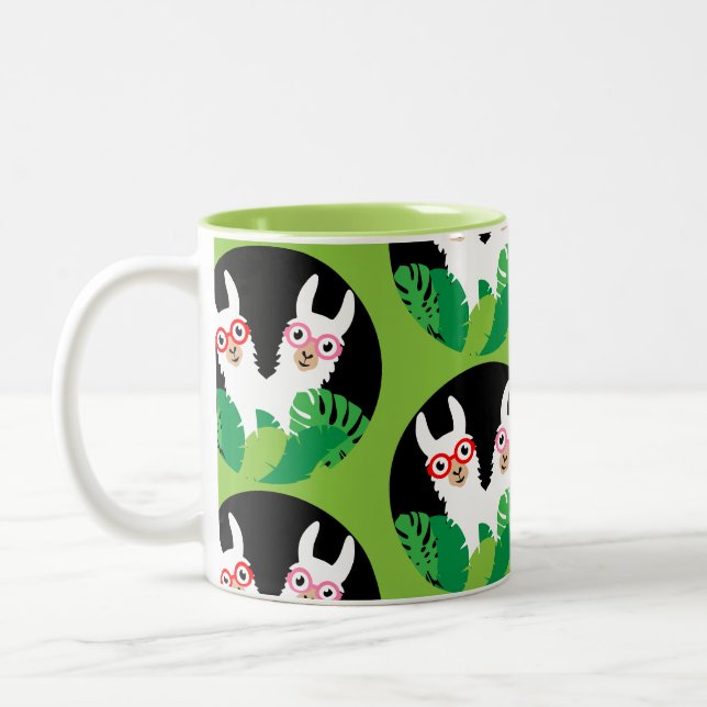 Fun Llama Alpaca Accessories Two-Tone Coffee Mug (Left)