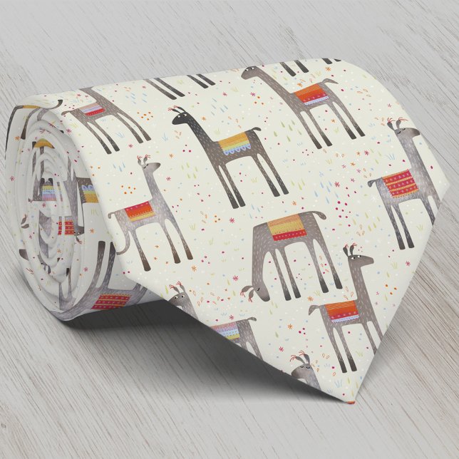 Fun Llama Alpaca Pattern Tie (Fun llama pattern neck tie)
