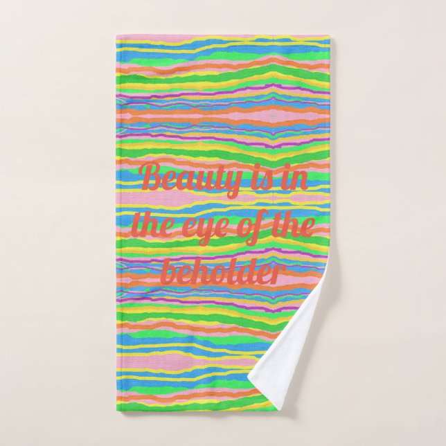 Fun logo on an art inspired striped pattern towel (Hand Towel)