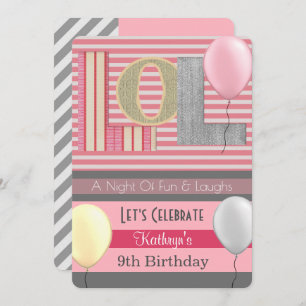 Fun "LOL" Girl Slumber Party Birthday Invitation