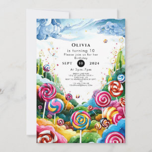 Fun Lollipop Candyland Birthday Invitation