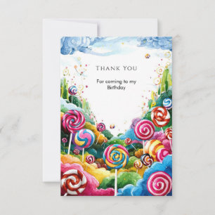 Fun Lollipop Candyland Birthday Thank You Card