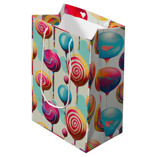 Fun Lollipops and Everything Candy Lane Collection Medium Gift Bag (Front Angled)