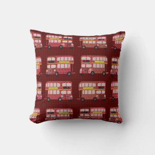 Fun London Double Decker Bus Cartoon Pattern Cushion