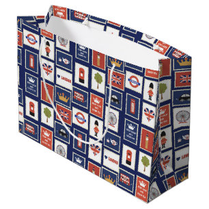 fun London pattern travel Large Gift Bag