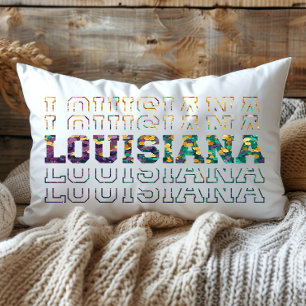 Fun Louisiana Purple Gold Green Lumbar Cushion