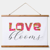 fun love blooms word art hot pink and white 