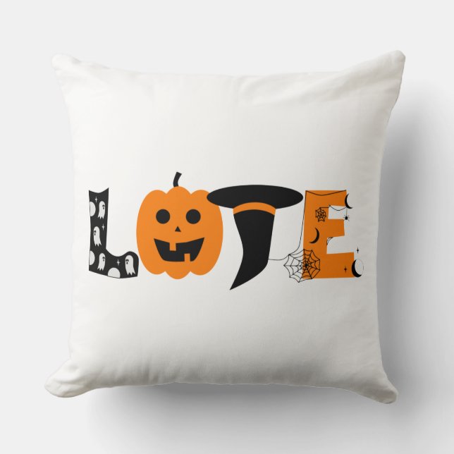 fun love halloween illustration cushion (Front)