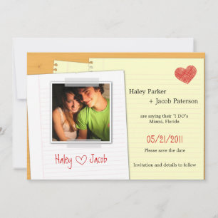Fun Love Note Save The Date Invitation