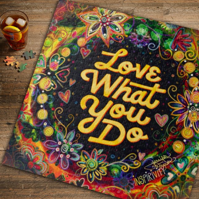 Fun Love What You Do Floral Pretty Inspirivity Jigsaw Puzzle (Creator Uploaded)