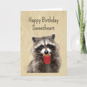 Fun Love You Birthday Sweetheart Fun Raccoon Card