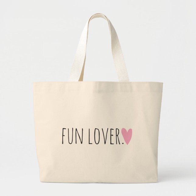 Fun Lover with Heart Large Tote Bag (Front)