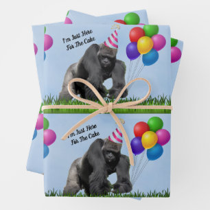 Fun Loving Birthday Gorilla -Wrapping Paper Sheets