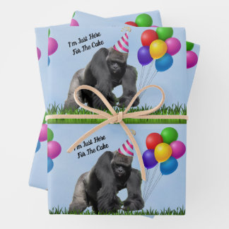Fun Loving Birthday Gorilla -Wrapping Paper Sheets