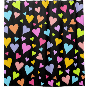 Fun, Loving, Colourful Hearts Pattern Shower Curtain