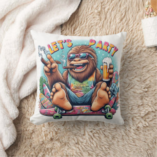 Fun-loving gorilla celebrating on a skateboard cushion
