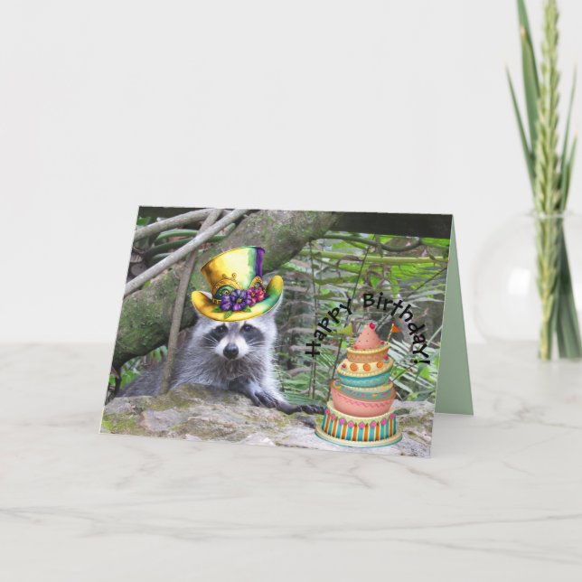 Fun Loving Racoon - Birthday Card (Front)