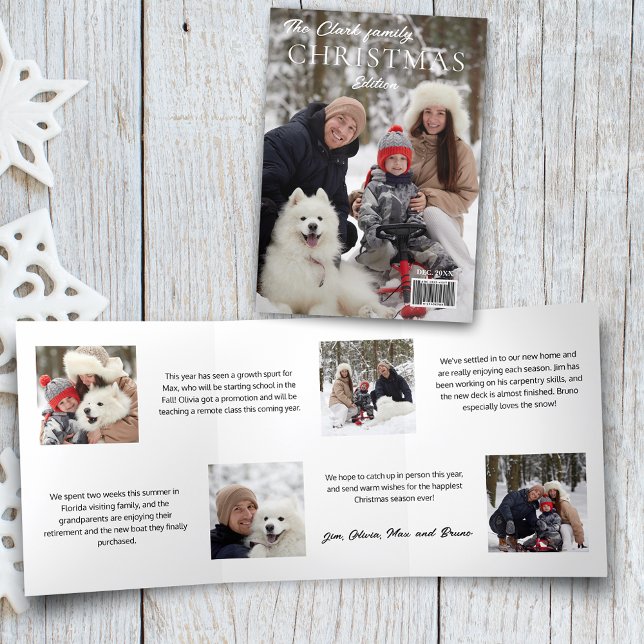 Fun Magazine Cover Style Christmas Photo Tri-Fold Card (Creator Uploaded)