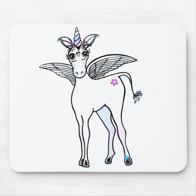 Fun magical Unicorn drawing Mouse Pad (Front)