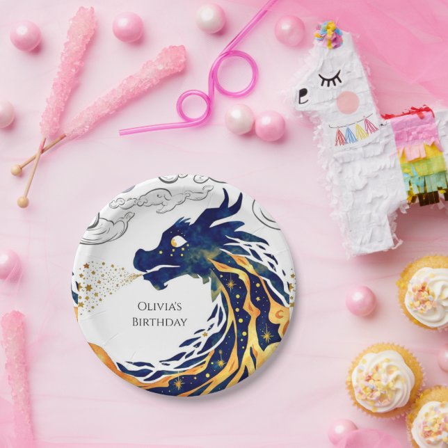 Fun Majestic Dragon Birthday Paper Plate (Party)