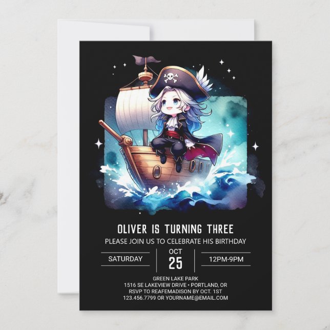 Fun Majestic Pirate Birthday Invitation (Front)