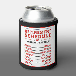 Fun Man Red And Black White Retire Schedule Plan Can Cooler