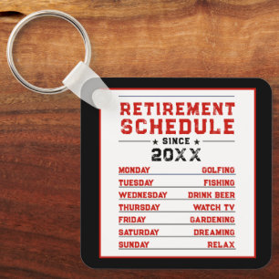 Fun Man Red Blue White Retirement Schedule Plan Key Ring