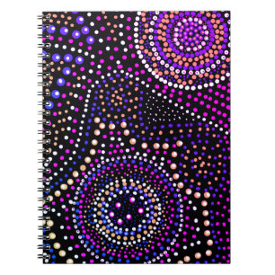Fun Mandala Dot Art Blue Purple Spiral  Notebook