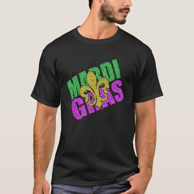 Fun Mardi Gras Fleur De Lis T-Shirt (Front)