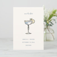 Fun Margarita Cocktail Drawing Blue Wedding