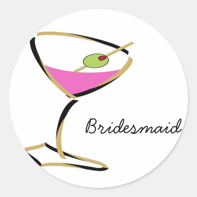 fun martini gold classic round sticker (Front)