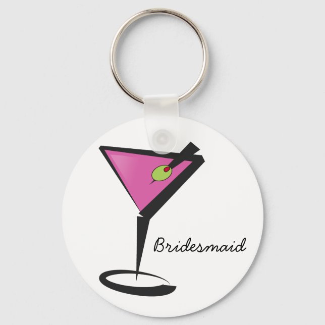 fun martini hot pink key ring (Front)